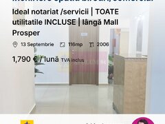 Birouri Comercial 5 camere | TOATE util. INCLUSE | langa Mall Prosper